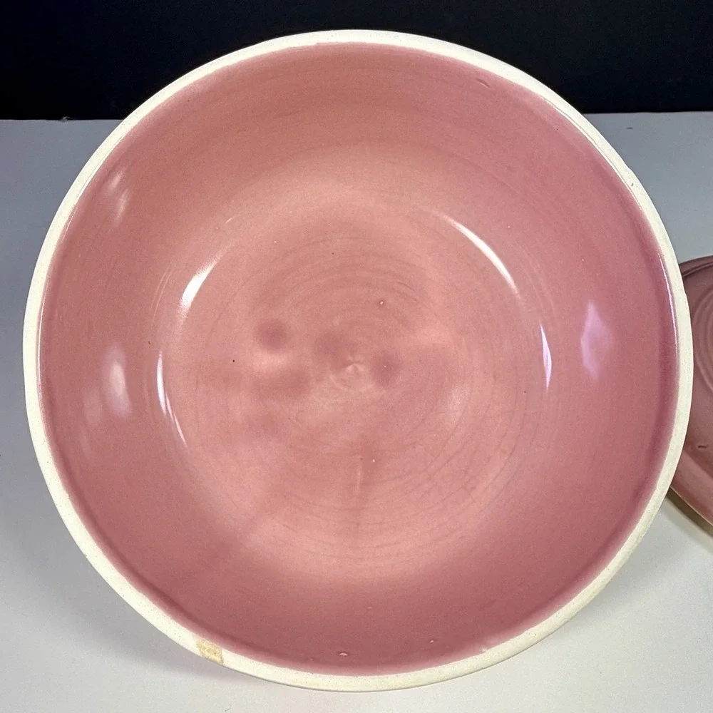 Vintage 1940s Sevilla USA Pink Pottery Covered Casserole Dish Lid 8.25